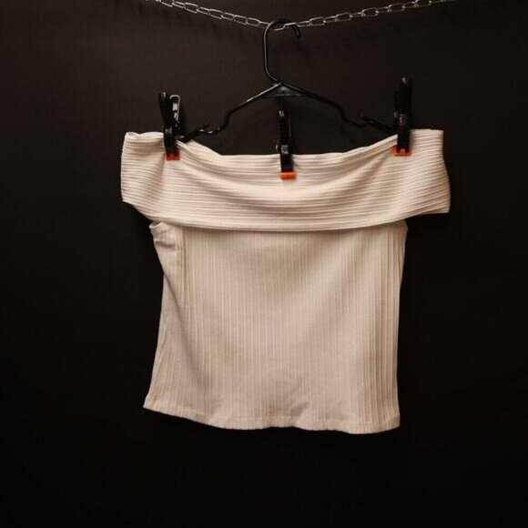 -Madewell NWT Womens Ribbed Off-the-Shoulder Top in Pristine White Size L - Picture 3 of 14